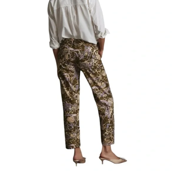 Pilcro The Wanderer Camo Multicolor Jeans Green Cream Purple Metallic Size 32T - Picture 3 of 16